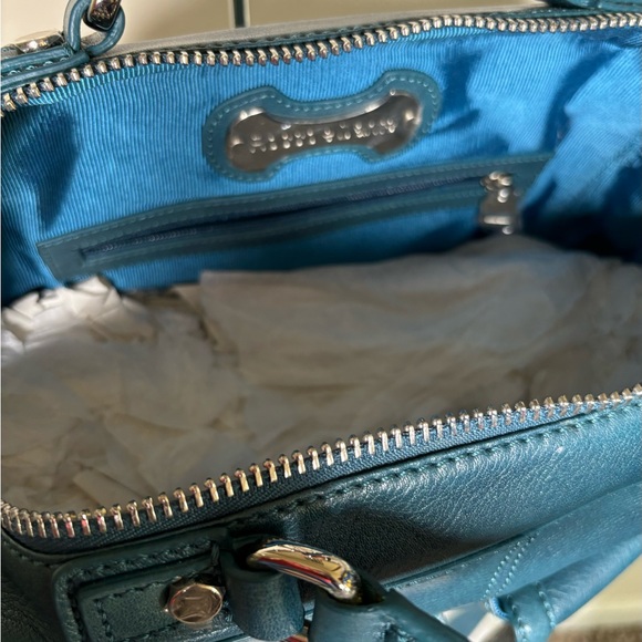 Firenze Teal Leather Shoulder Bag with Crossbody Strap - Picture 3 of 4
